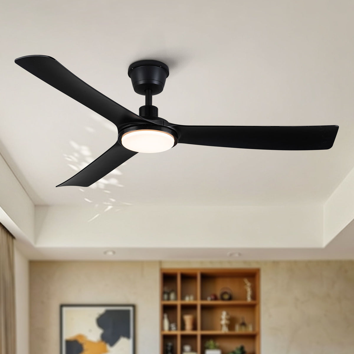 All Weather Outdoor Waterproof Ceiling Fan With Light And Quiet Motor For Patio Porch - Black