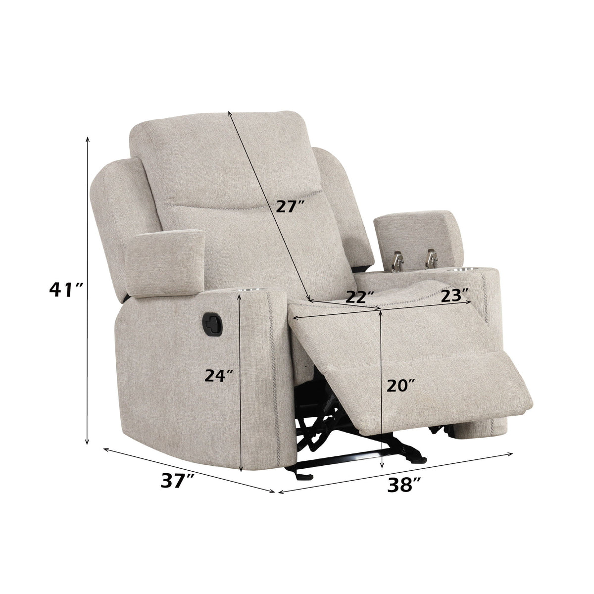 Galya - Sillón reclinable Motion Glider - Gris claro