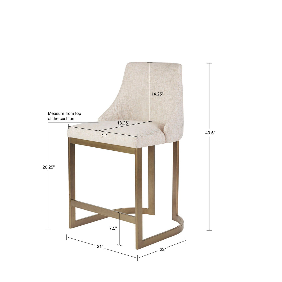 Upholstered Counter Stool - Cream - Metal