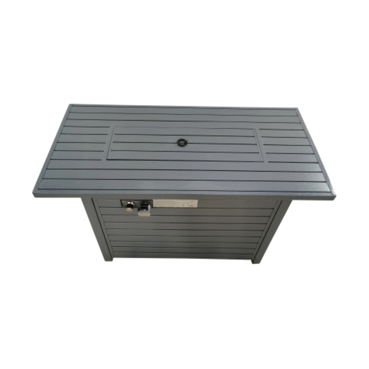 Mesa para fogata de propano para exteriores con tapa, materiales de alta calidad, color gris
