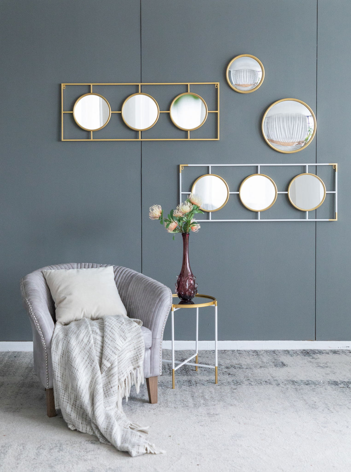 3 Mirror Piece Wall Mirror InRectangular Frame, Home Wall Decor For Bedroom Living Room