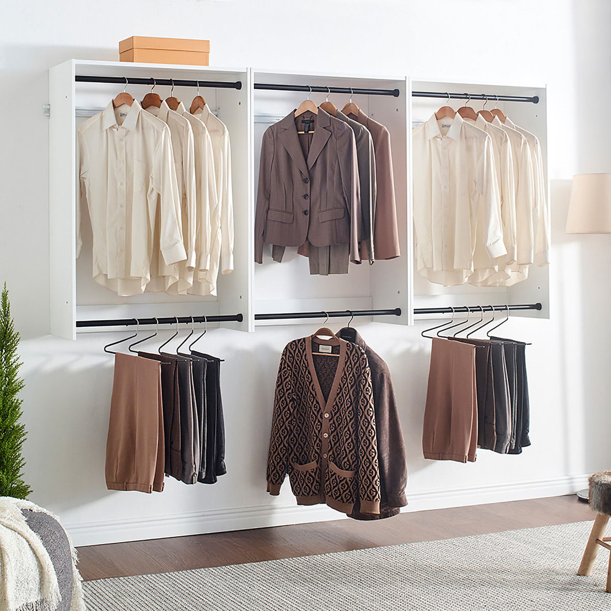 Devi - Wall Mounted Wood Closet System, Modular Units