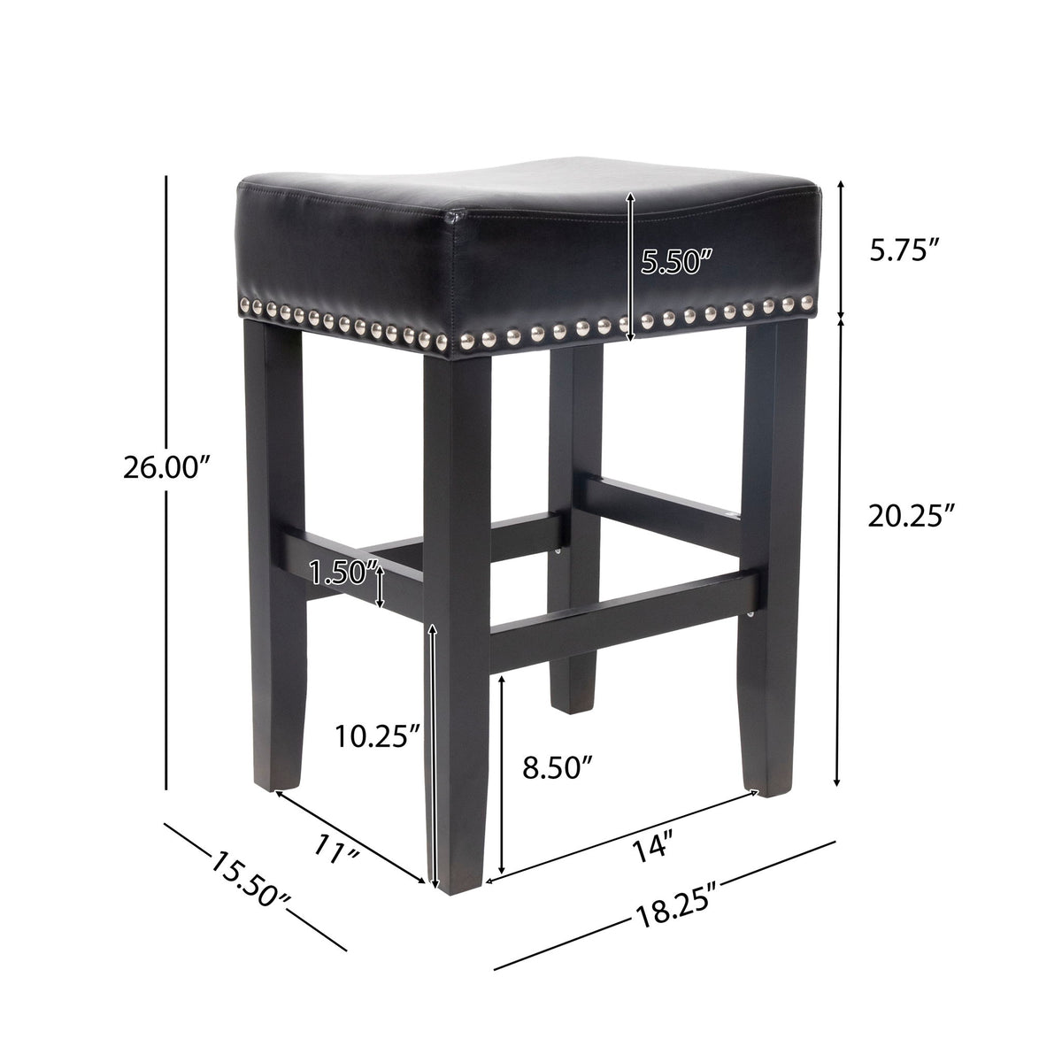 Soltique - Backless Dining Counter Stool With Nailhead Trim (Set of 2)