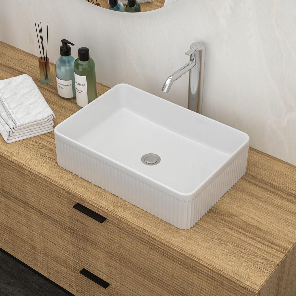 Modern Ceramic Rectangular Vessel Bathroom Sink