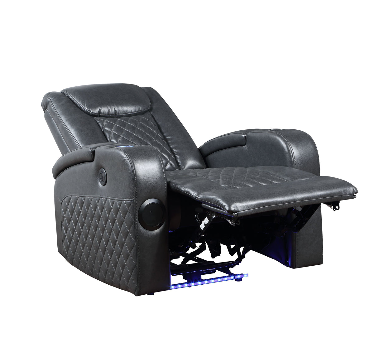 Alair - Sillón reclinable eléctrico Aire de cuero con Bluetooth y cargador inalámbrico, color gris oscuro