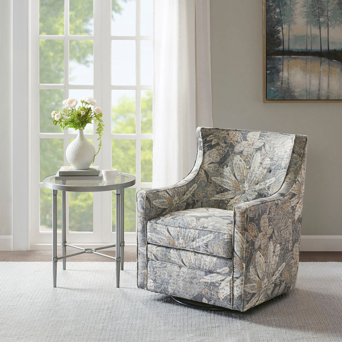 Swivel Glider Chair With Upholstery - Multicolor