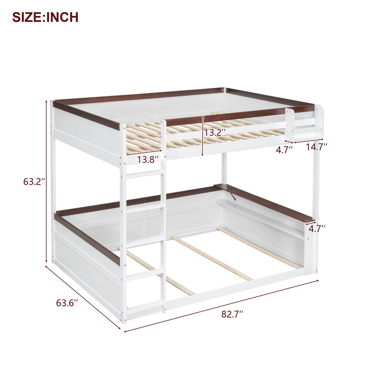 Bunk Bed With Built In Shelves, Storage Box, LED Light And USB Charging Station
