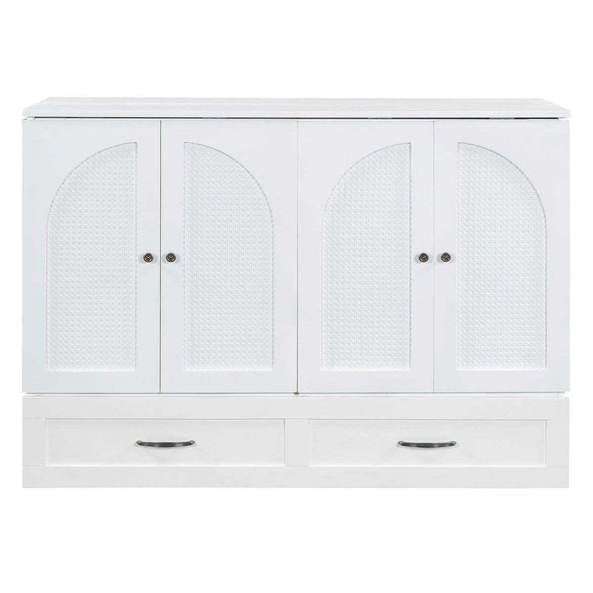 Full Size Murphy Bed & Large Drawers - White