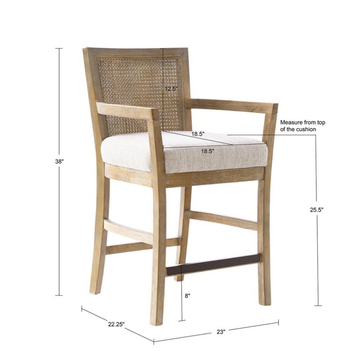 Counter Stool With Upholstered Seat - Cream / Reclaimed Natural