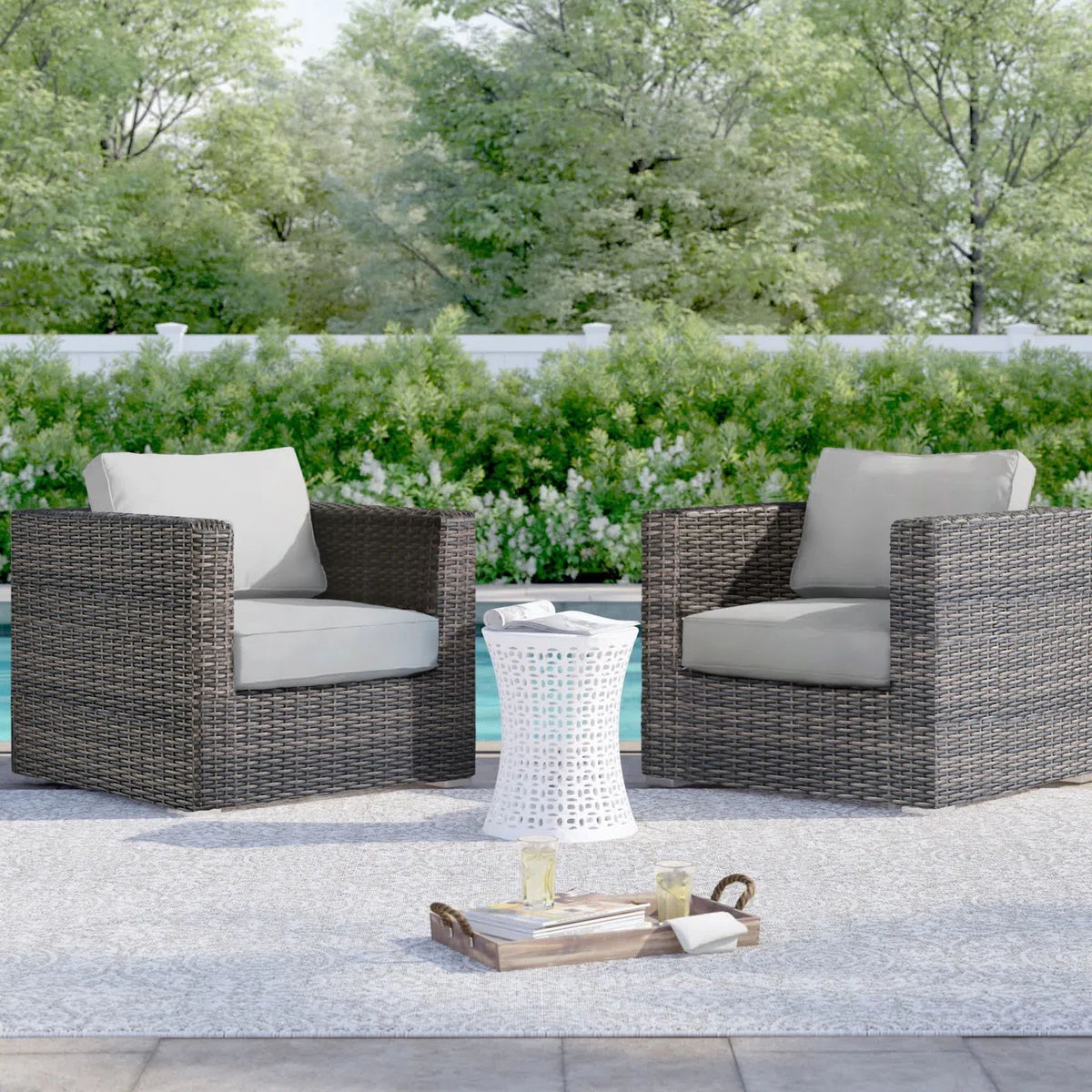 Silla de patio con cojines de diseño elegante