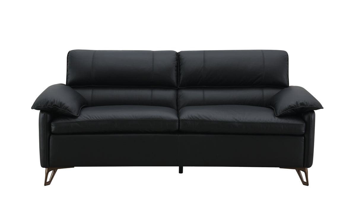 Eilene - Loveseat de cuero de grano superior - Negro