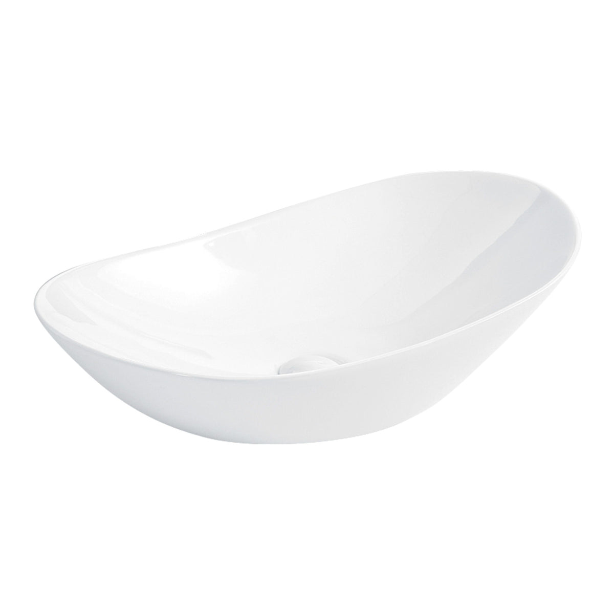 White Oval Ceramic Vessel Sink, Modern Minimalist Art Bathroom Sink Bowl, Countertop Vanity Basin