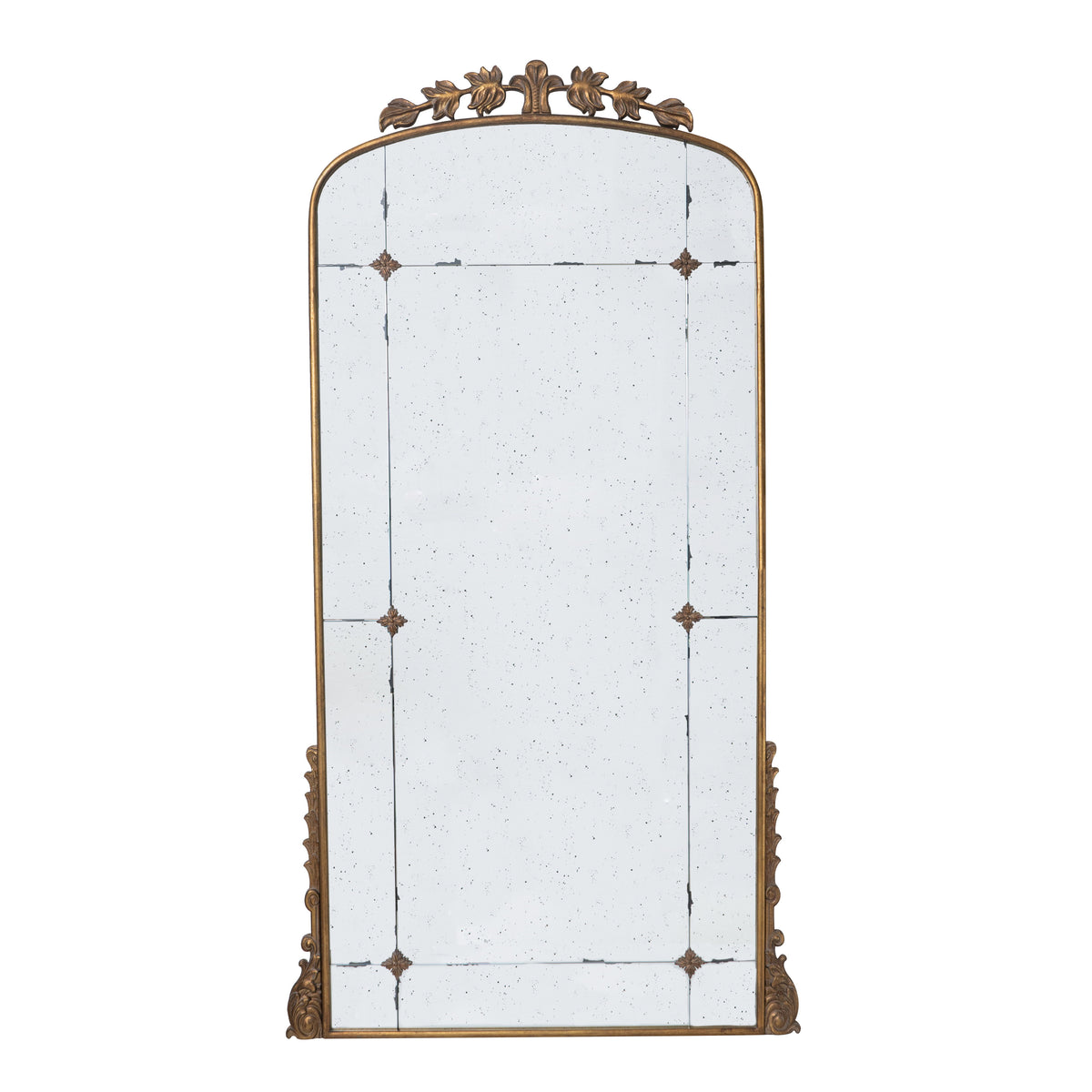 Lujoso espejo de cuerpo entero, espejo de pie de metal antiguo para sala de estar y dormitorio, dorado.