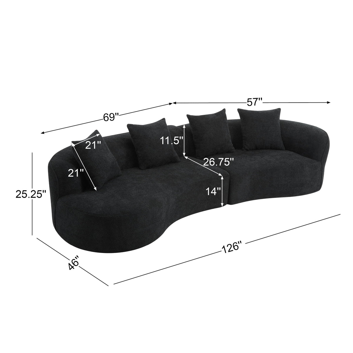 Elegant Curved Sectional Sofa With Full Foam Comfort