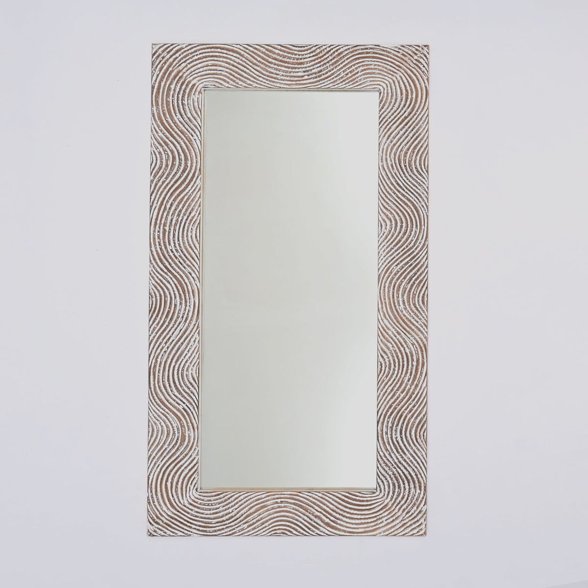 Handcarved Rectangle Mirror Accent With 3mm Glass - Antique White