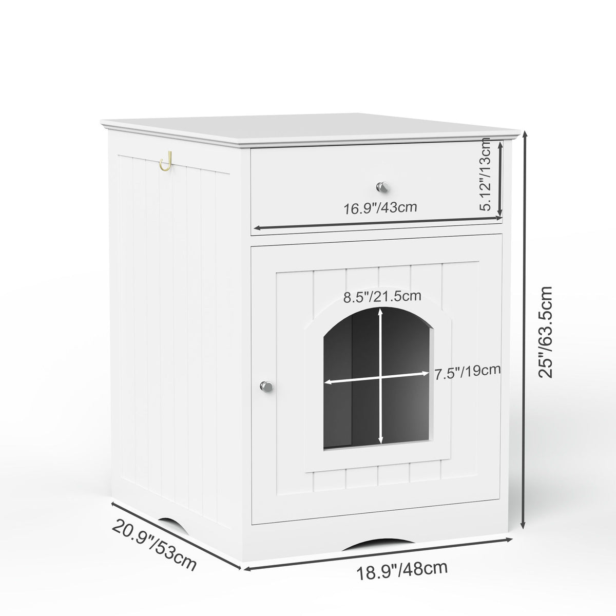 Pet House Cat Litter Box Enclosure With Drawer, Side Table