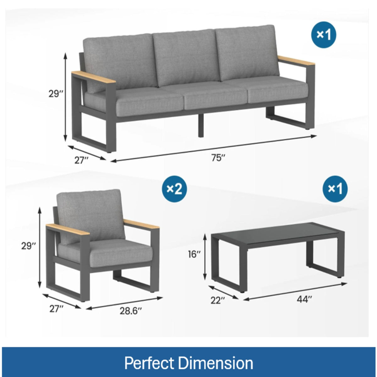 Modern Outdoor Sofa Set With Coffee Table
