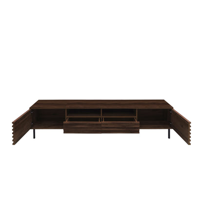 TV Stand For TVs Up To 85" With Closed Storage, Soft Closing Hinges - Walnut