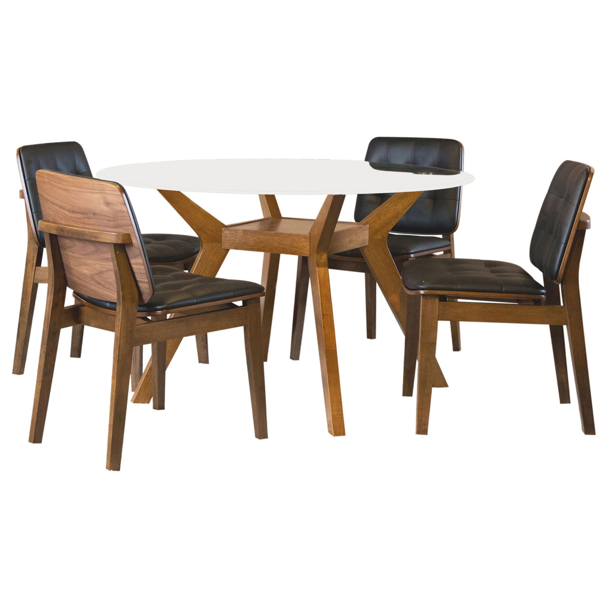 Flynn - 5 Piece Glass Top Dining Table Sets And Chairs - Brown