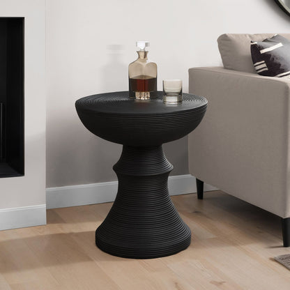 Round Accent Table, Indoor Outdoor - Black