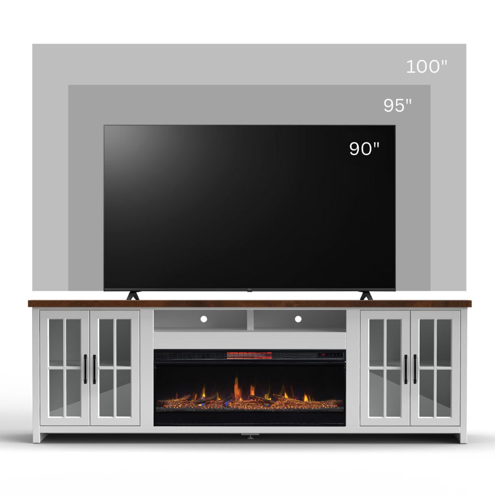 Fireplace TV Stand Console & Fixed Shelves