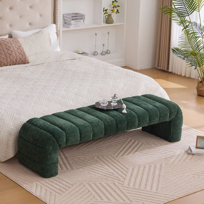 Modern Upholstered Armless Bed Bench With Channel Tufted Design