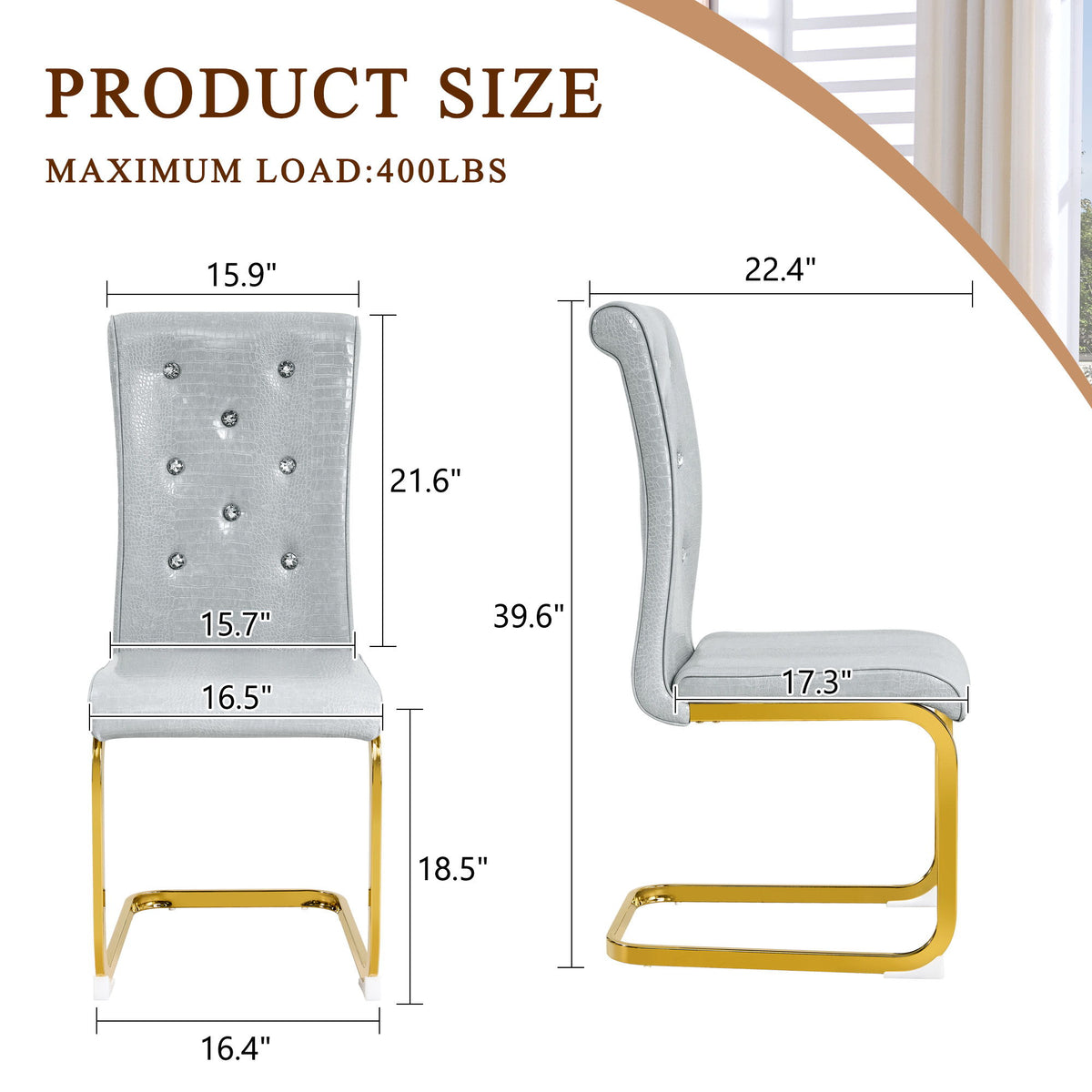 Elegant Design Alligator Skin Upholstered Dining Chairs