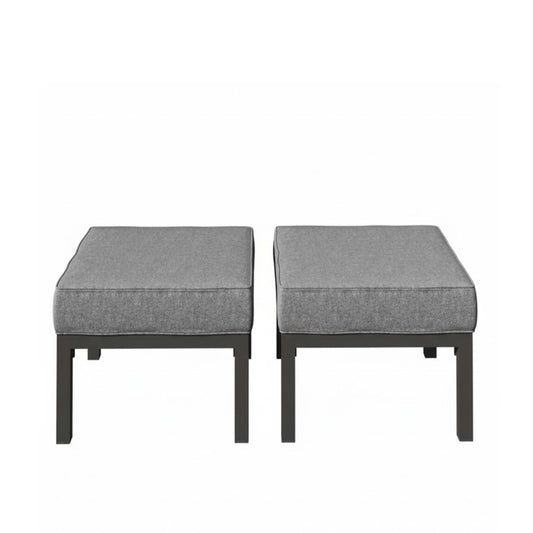 Patio Ottomans With Cushions, All Weather Footrests (Set of 2) - Dark Gray