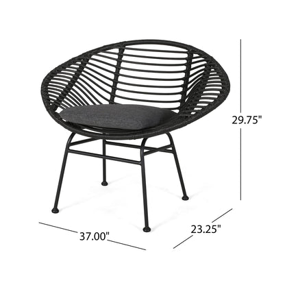 Cordella - Outdoor Woven Wicker Chairs With Cushions, (Set of 2)