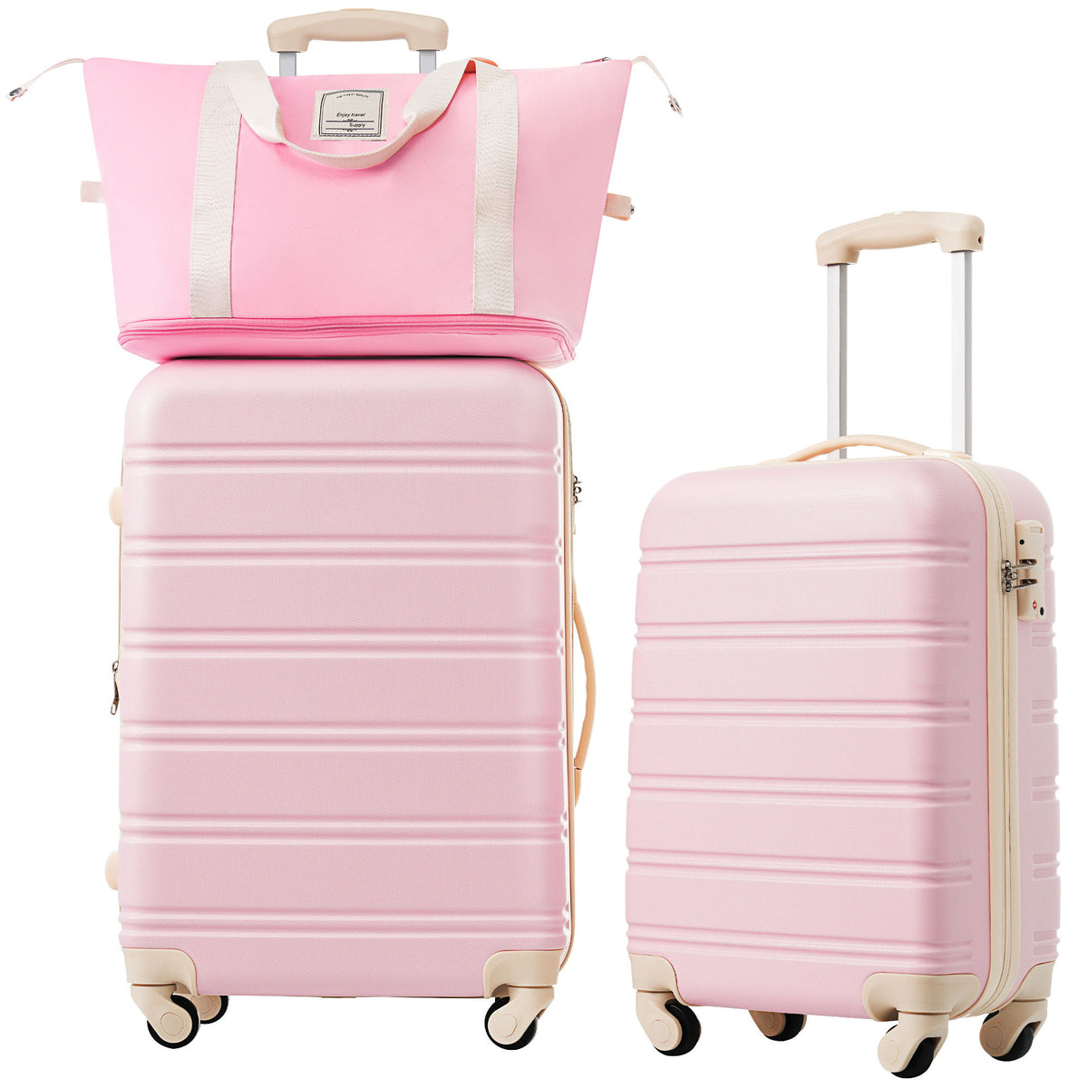 Conjunto de equipaje rígido de 2 piezas + maleta con ruedas y candado TSA ligero de 20"/24"