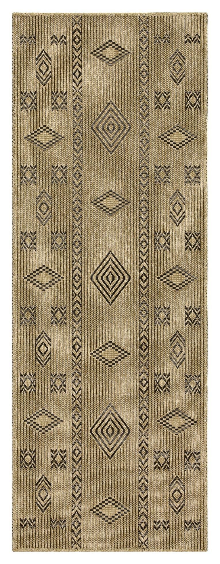 Alfombra Earth de polipropileno, color yute y color negro, para interior y exterior, 1,60 m x 2,20 m