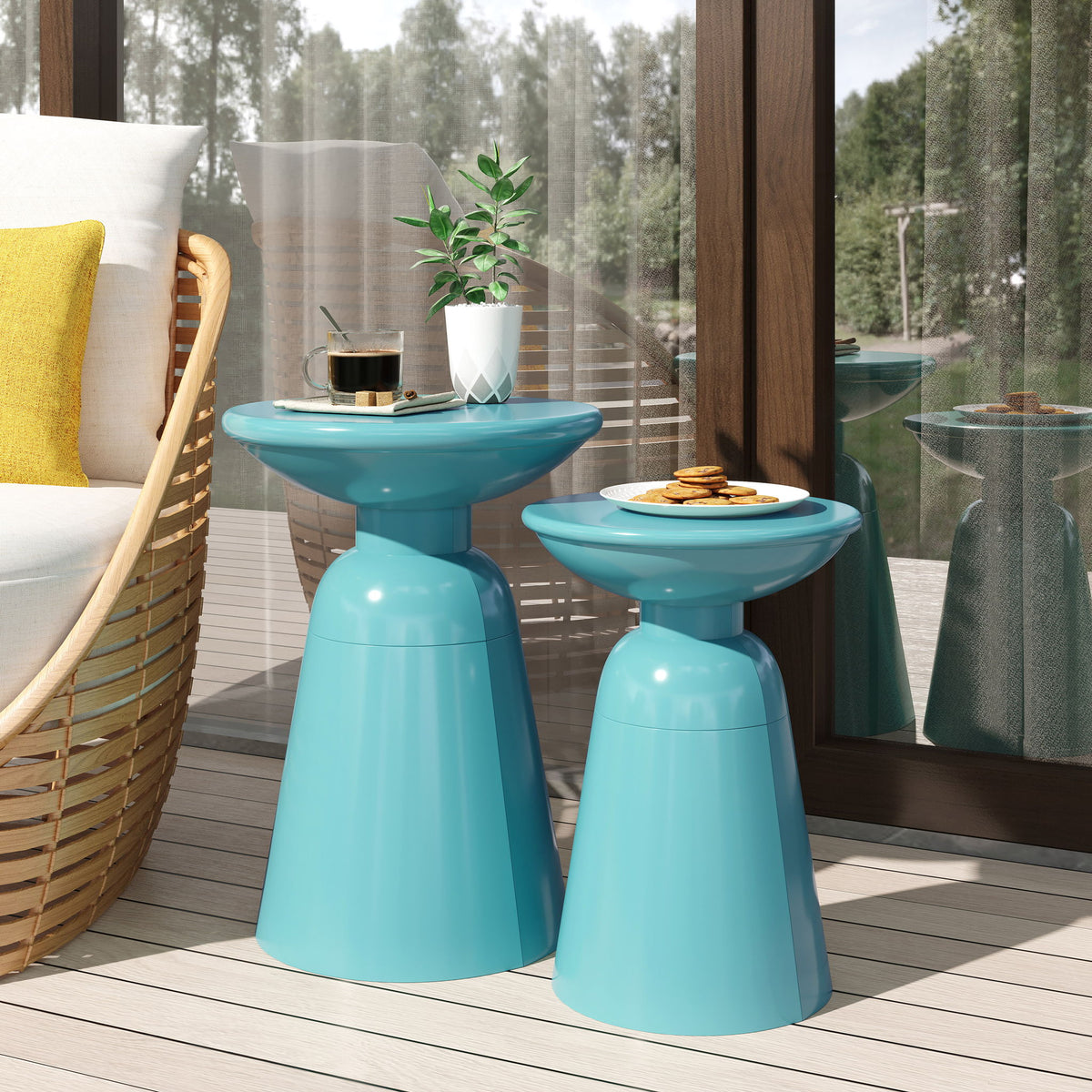 Serenita - Outdoor Side Tables With Flared Design (Set of 2)