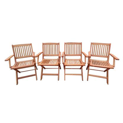 Foldable Patio Dining Set With 4 Folding Chairs For Indoor And Outdoor Use - Teak