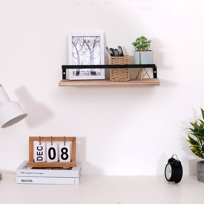 Floating Shelves, Long Wall Shelves (Set of 2) Wall Mounted Shelves With Brackets For Bedroom - Natural Wood