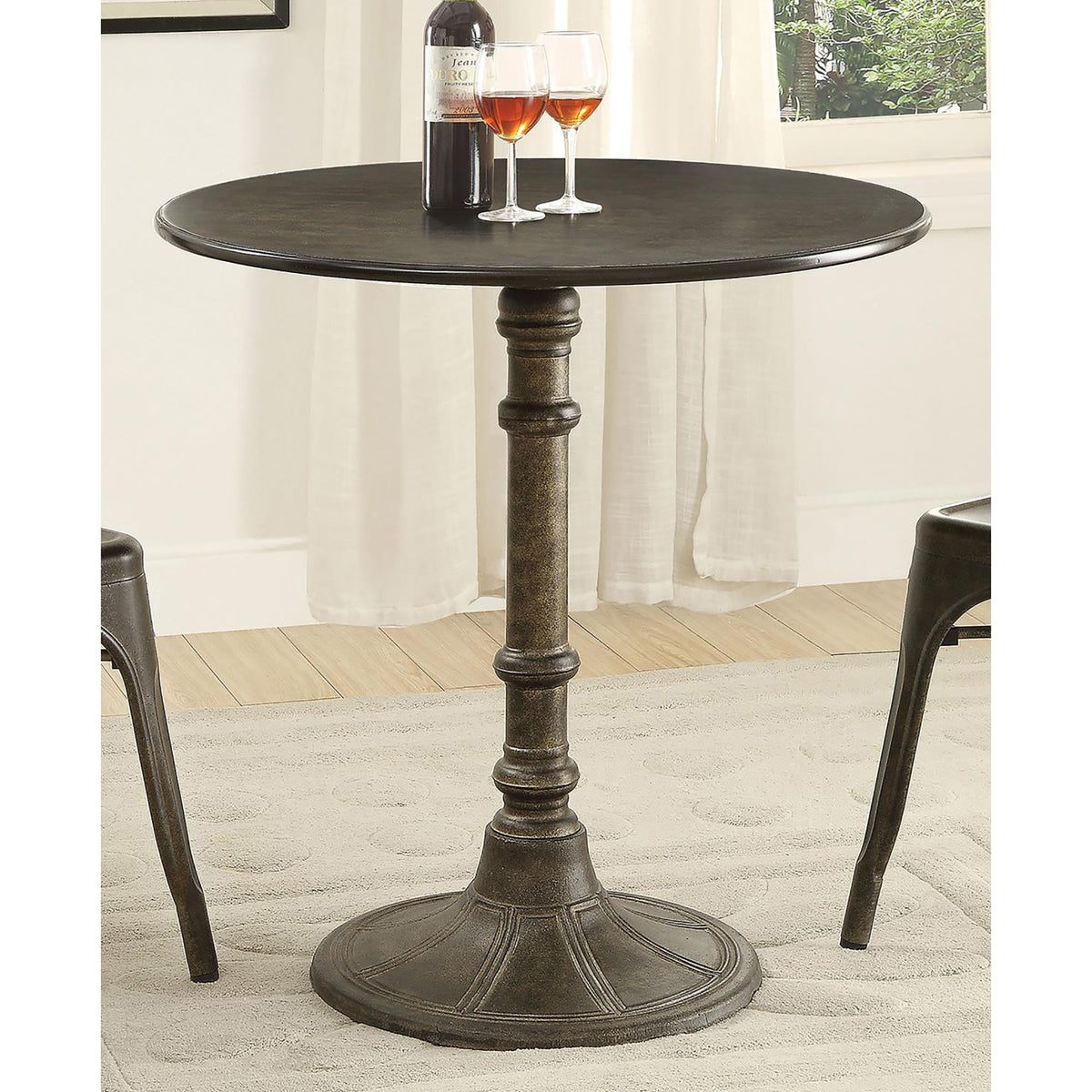 Round Dining Table & Pedestal Base - Brown