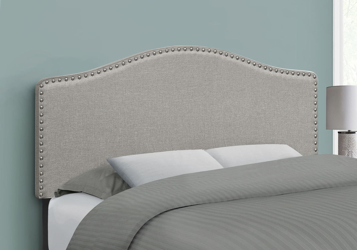 Cabecera de cama tapizada, tamaño completo, estilo transicional, gris
