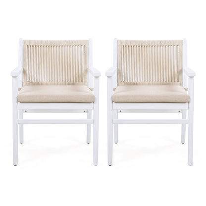 Outdoor Dining Armchair (Set of 2) - Beige / White