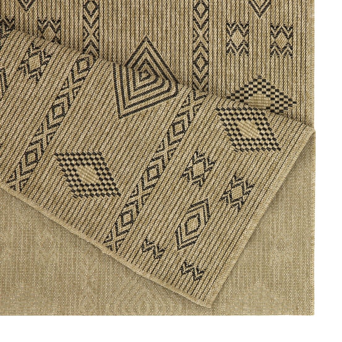 Alfombra Earth de 80 x 220 cm para interior y exterior, color yute y negro