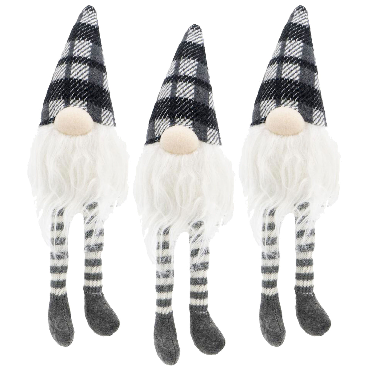 3 Pieces Sitting Gnome, Christmas Table Home Ornaments For Holiday Party Gifts - White / Gray