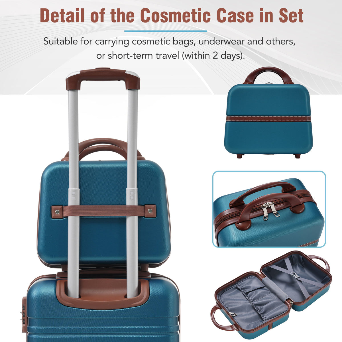 Conjunto de equipaje rígido de 3 piezas, maletas de 20"/28" y estuche para cosméticos, maleta con ruedas y cerradura TSA ligera.