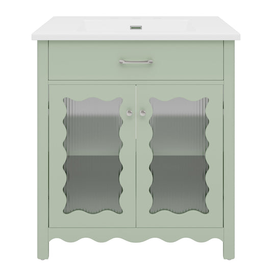 Modern Bathroom Vanity With Tempered Glass Doors