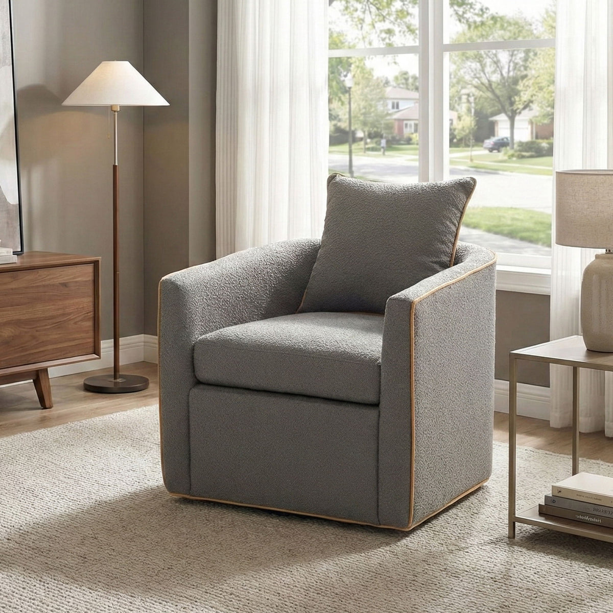 Swivel Accent Chair, Rotating Base, For Living Room