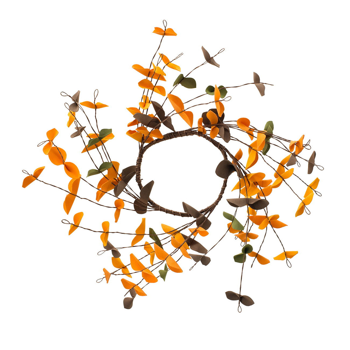 Corona de hojas de otoño, decoración botánica para el Festival de la Cosecha, el Festival de Otoño y las decoraciones de mesa de Acción de Gracias (juego de 12) - Naranja Multi