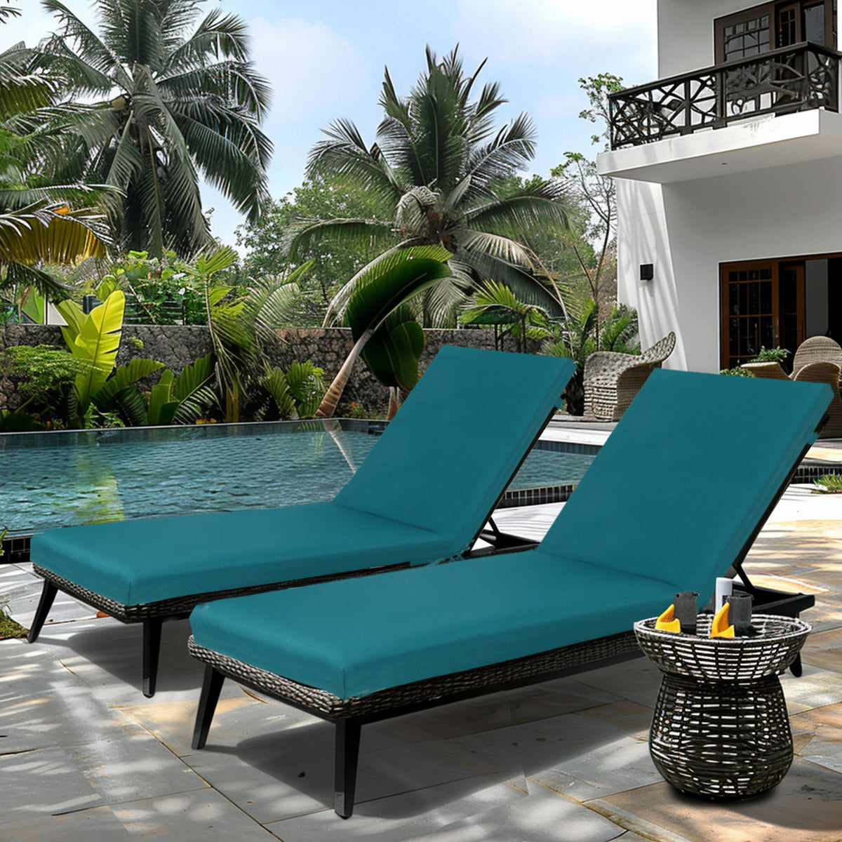 2 Piece Outdoor Chaise Lounge Cushion Set, Replacement Cushions For Patio Furniture