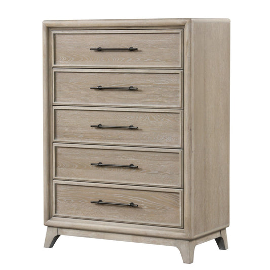 1 Piece Chest With Handles, Angled Legs, Ball Bearing Glides - Oak