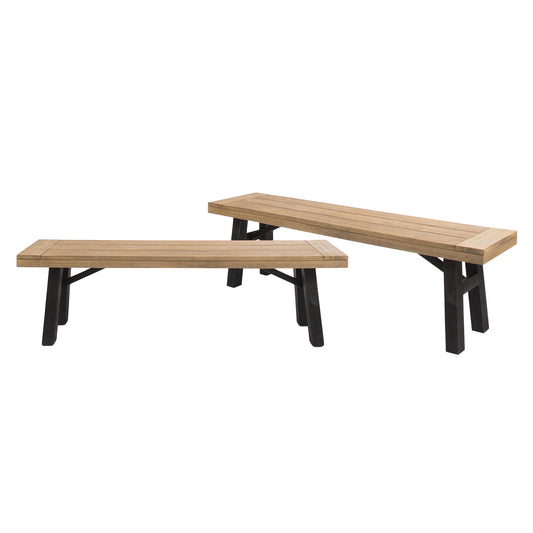 Outdoor Bench With Slat Panel Design And Acacia Wood Frame
