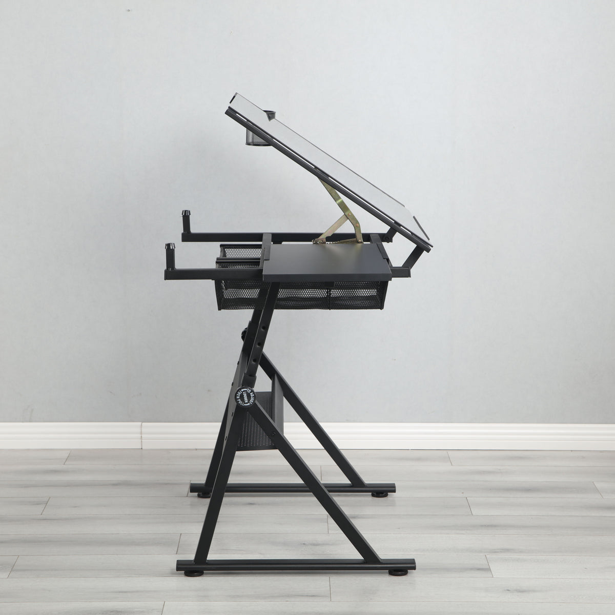 Mesa de dibujo e impresión de vidrio templado ajustable con silla