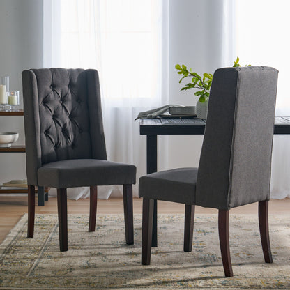 Sophisticated Tufted Dining Chair With High Back Design