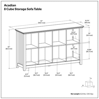 Acadian - 8 Cube Storage Sofa Table - Light Brown