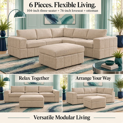Modular Sectional Sofa, Reversible Set